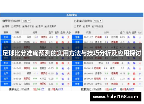 足球比分准确预测的实用方法与技巧分析及应用探讨